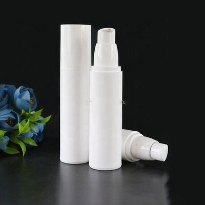 अनूठा सफेद कॉस्मेटिक पैकेजिंग 50ml गोल प्लास्टिक वायुहीन बोतल