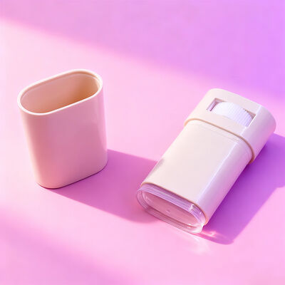 कस्टमाइज्ड ओवल फ्लैट 15g 20g ट्विस्ट अप स्टिक डिओडोरेंट पैकेजिंग रिफिल करने योग्य बॉडी डिओडोरेंट सनस्क्रीन कंटेनर ट्यूब डिओडोरेंट पैकेजिंग